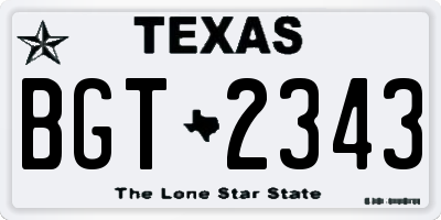 TX license plate BGT2343