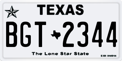 TX license plate BGT2344
