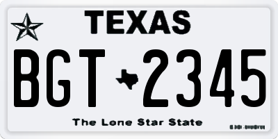 TX license plate BGT2345