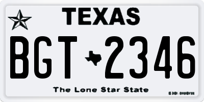 TX license plate BGT2346
