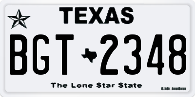 TX license plate BGT2348