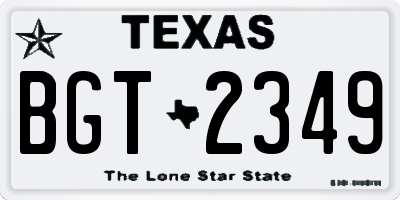 TX license plate BGT2349
