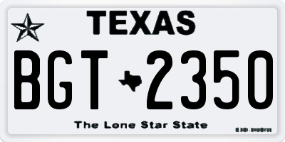 TX license plate BGT2350