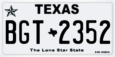 TX license plate BGT2352