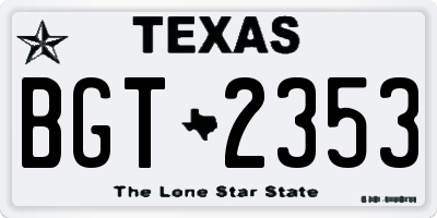 TX license plate BGT2353