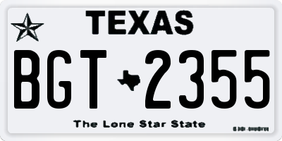 TX license plate BGT2355