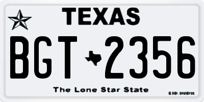 TX license plate BGT2356