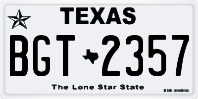 TX license plate BGT2357