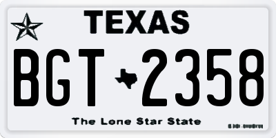 TX license plate BGT2358