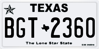 TX license plate BGT2360
