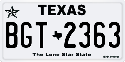 TX license plate BGT2363