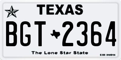 TX license plate BGT2364