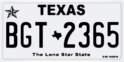 TX license plate BGT2365
