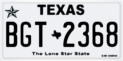 TX license plate BGT2368