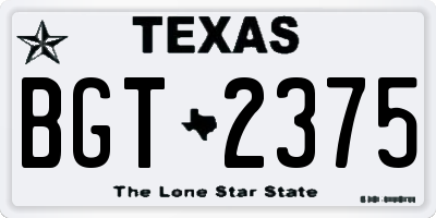 TX license plate BGT2375