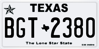TX license plate BGT2380