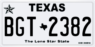 TX license plate BGT2382