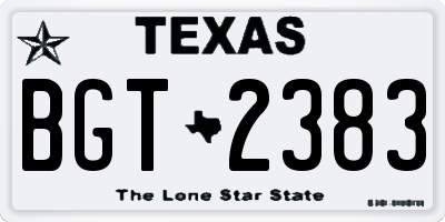 TX license plate BGT2383