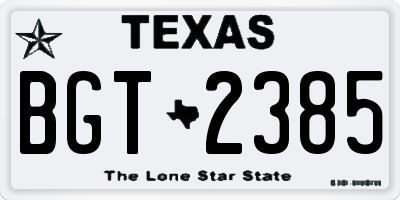 TX license plate BGT2385