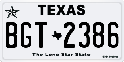 TX license plate BGT2386