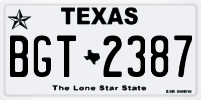 TX license plate BGT2387