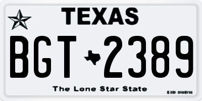 TX license plate BGT2389