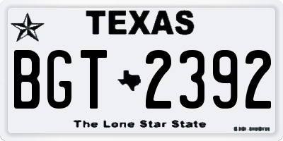 TX license plate BGT2392