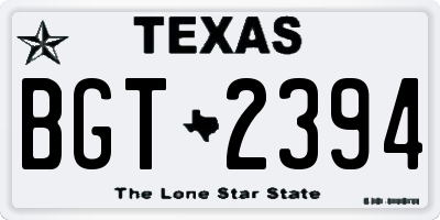 TX license plate BGT2394