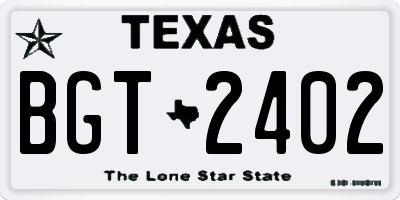 TX license plate BGT2402