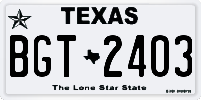 TX license plate BGT2403