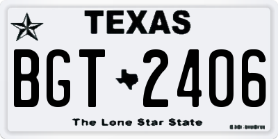 TX license plate BGT2406