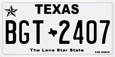 TX license plate BGT2407