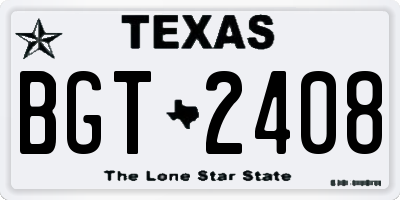 TX license plate BGT2408