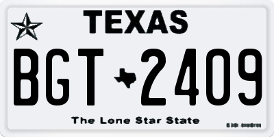 TX license plate BGT2409
