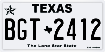 TX license plate BGT2412