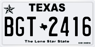 TX license plate BGT2416