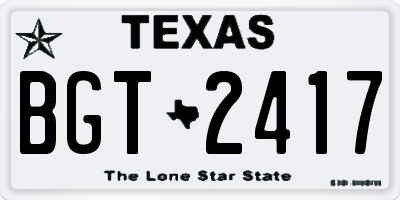 TX license plate BGT2417