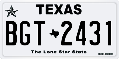 TX license plate BGT2431