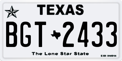 TX license plate BGT2433
