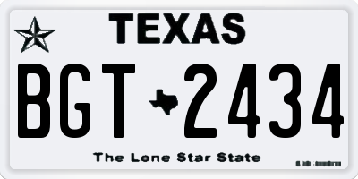 TX license plate BGT2434
