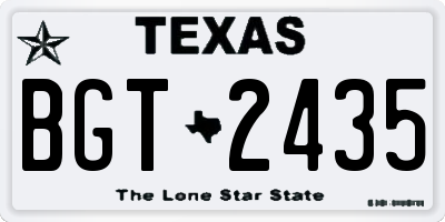 TX license plate BGT2435