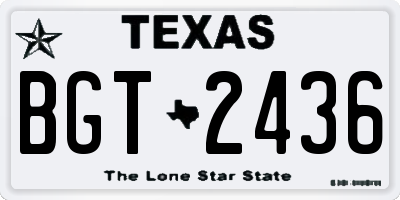 TX license plate BGT2436
