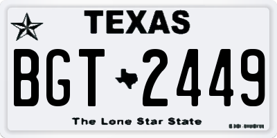 TX license plate BGT2449