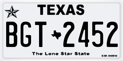 TX license plate BGT2452