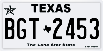 TX license plate BGT2453