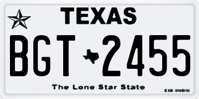 TX license plate BGT2455