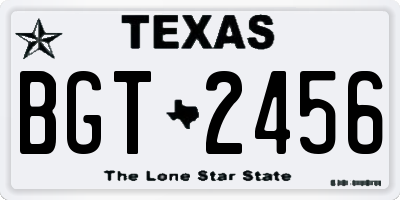 TX license plate BGT2456