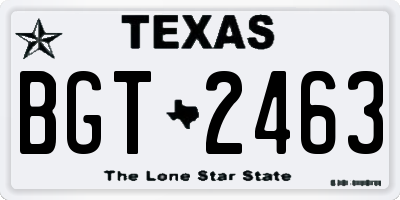 TX license plate BGT2463