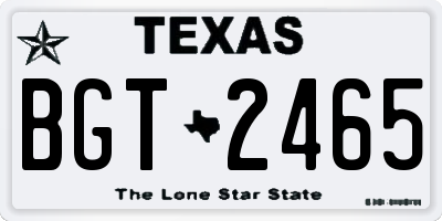TX license plate BGT2465