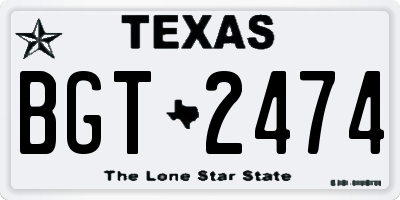 TX license plate BGT2474